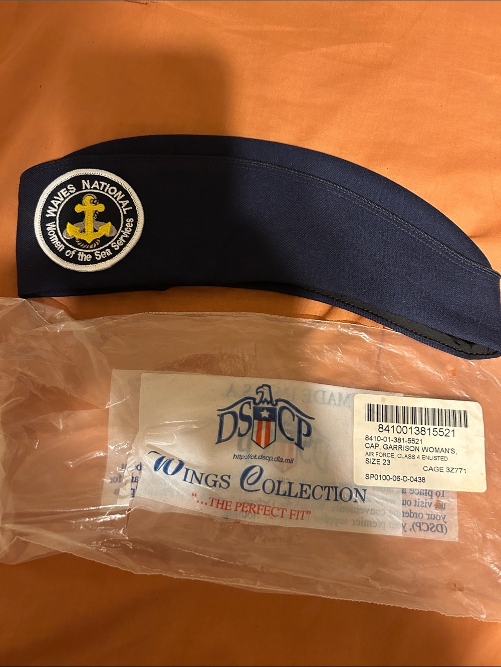 Waves Women of the Sea Services Navy Beret Cap with embroidered patch logo